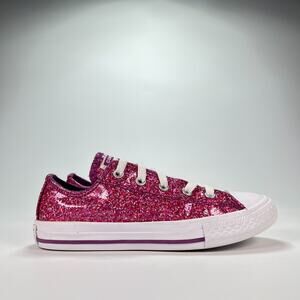 Converse Chuck Taylor All Star Lo Glitter Fuchsia Low Top Sneakers Youth Size 1